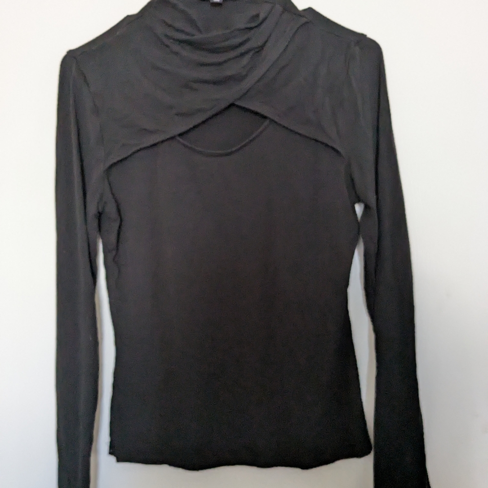 Black Asymmetrical Long Sleeve Blouse